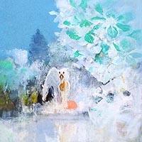 上橋 薫「新緑水辺」