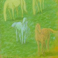 草原の馬