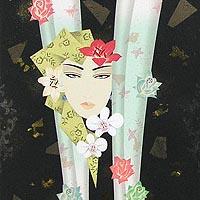 女性と花