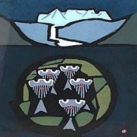 畦地梅太郎　山の音　1967年　81/150 畦地梅太郎版画集「山男」 | 畦地 梅太郎 |本 | 通販 | Amazon