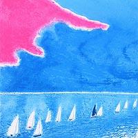 大きな青とピンクの雲