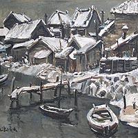 水村雪景