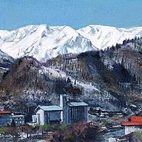 谷川岳と水上の街