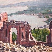 タオルミーナのギリシャ劇場跡にて