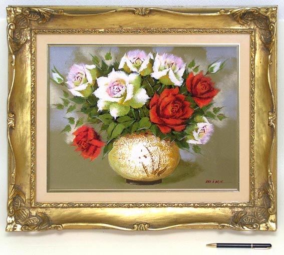 杉浦ミカ 油絵 絵画 薔薇 花の絵 - 絵画