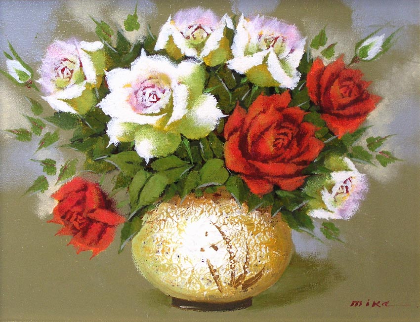 【値下げ】 薔薇 絵画 油絵 杉浦ミカ 花の絵 絵画 - 絵画
